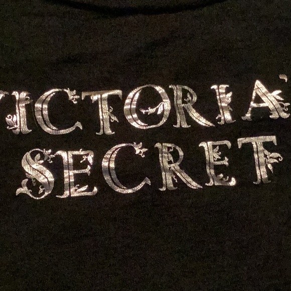 Victoria's Secret Shiny Silver Logo sheer burnout long sleeve T-shirt Tee Top - Picture 7 of 7